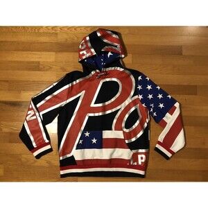 Polo Ralph Lauren Big Bubble Americana Stadium Hoodie Double Knit Sz L